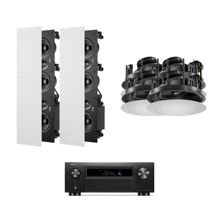 Jensen 7.1 home theatre design package with in-wall front speakers, in-ceiling speakers and AV receiver